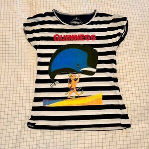 Guinness Brewery Vintage Blue Striped Medium Graphic Shirt